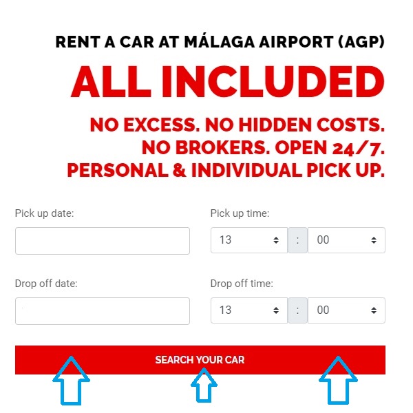Rent a Car Malaga Airport - Dates